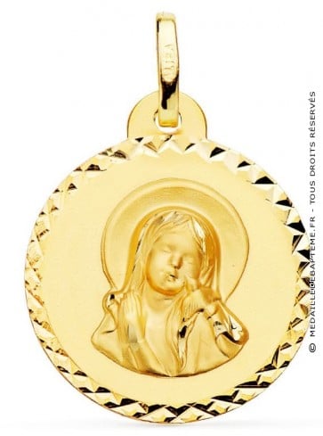 Médaille Vierge Marie et l'oiseau ciselée
