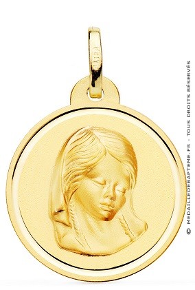 Médaille Vierge Marie de face contour poli 