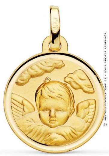 Médaille Ange dans les Nuages contour poli 