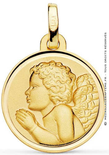 Médaille Ange cheveux ondulés bords polis