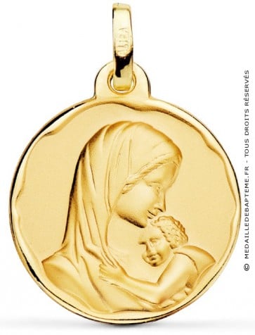 Médaille Vierge à l'enfant en cachet (Or jaune)