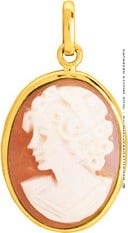 Pendentif camée rouge profil gauche (or jaune)