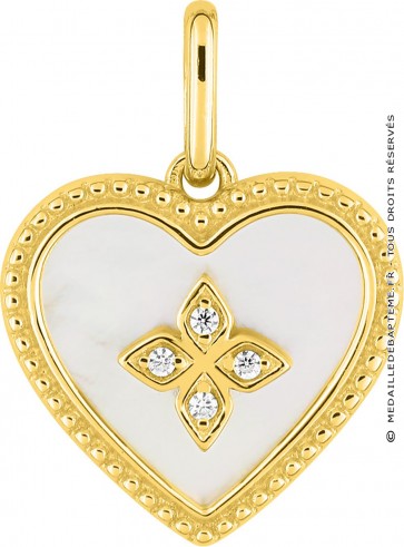 Pendentif Coeur en Nacre Oxydes (Plaqué Or)