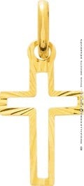 Pendentif Croix ajourée bords scintillants (Or jaune)