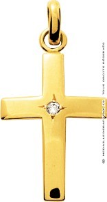 Croix Bombée Diamant (Or Jaune)
