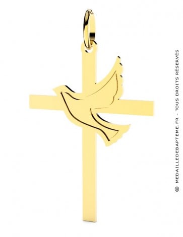 Pendentif Croix et Colombe (Or jaune)