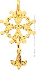 Pendentif Croix Huguenote ajourée (Or Jaune)