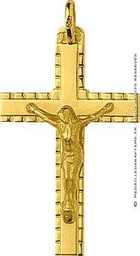 Croix et Christ ourlée (Or Jaune)