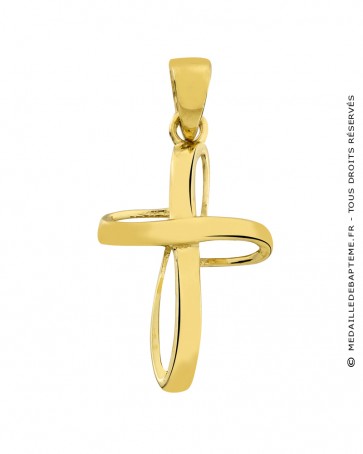 Pendentif Croix ruban d'or (Or jaune)