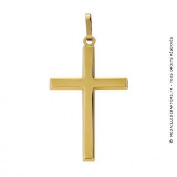 Pendentif Croix Tube Carré (Or Jaune)