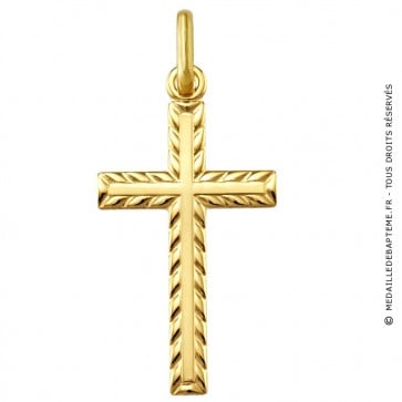Croix guillochée  (Or Jaune)
