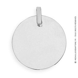 Pendentif Plaque Ronde (Or Blanc)