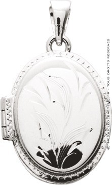 Pendentif porte-photo ovale motif fleural