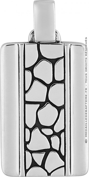 Pendentif rectangle écailles noires (argent)