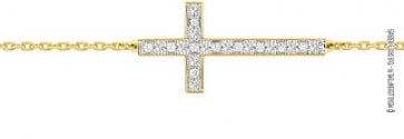 Bracelet Croix diamants (Or Jaune)