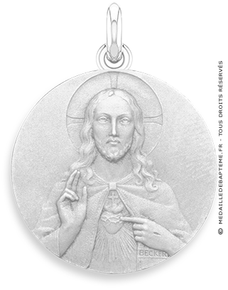 Médaille Christ Sacré Coeur (argent)