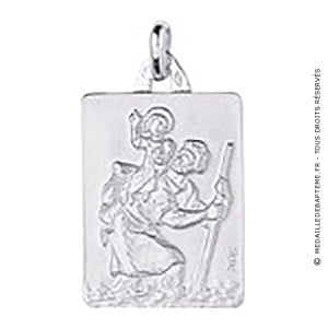 Médaille St-Christophe Rectangle (Argent)