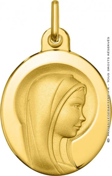Médaille Vierge auréolée Ovale (Or Jaune 9k)