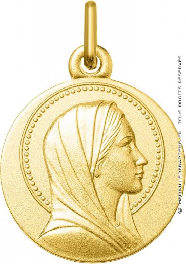 Médaille Vierge auréolée perlée (Or Jaune 9K)