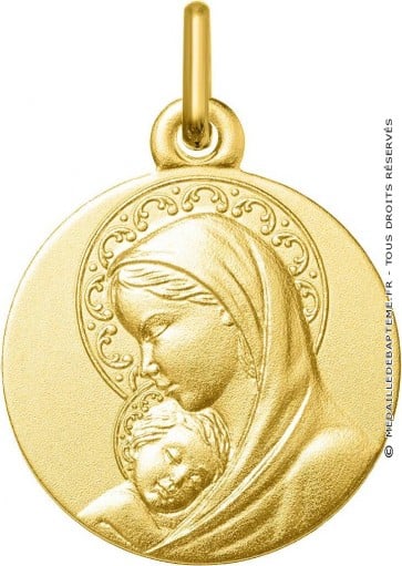 Médaille Vierge à l'Enfant auréolée (Or Jaune 9K)