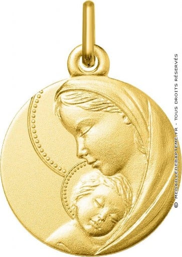 Médaille Vierge à l'Enfant adoration (Or Jaune)
