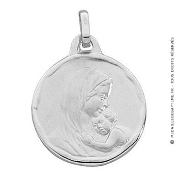 Médaille Vierge à l'enfant (Or Blanc 9k)