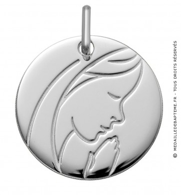 Médaille Vierge de profil en prière 