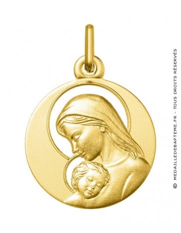Médaille Vierge et l'Enfant auréoles ajourées (Or Jaune)