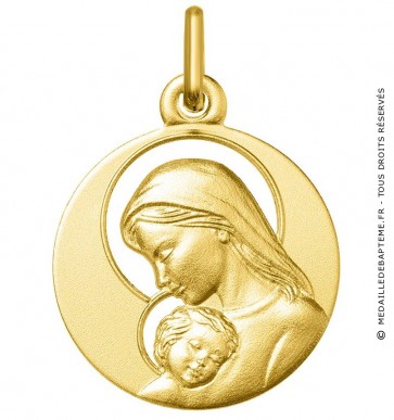 Médaille Vierge et l'Enfant auréoles ajourées (Or Jaune 9K)