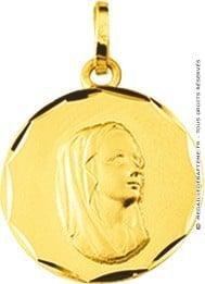 Médaille Vierge le regard au Ciel (Or jaune 9K)