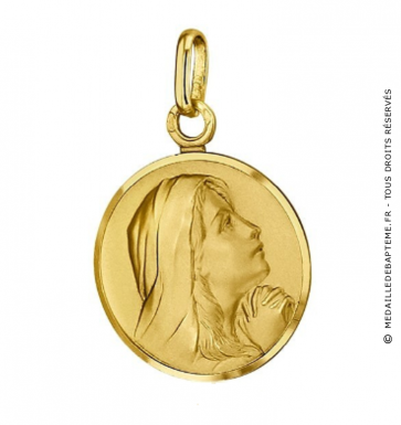 Médaille Vierge en prière aux mains jointes bords polis(Or Jaune) 