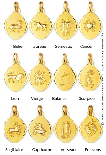 Médaille Zodiaques losange (Or Jaune 9K)