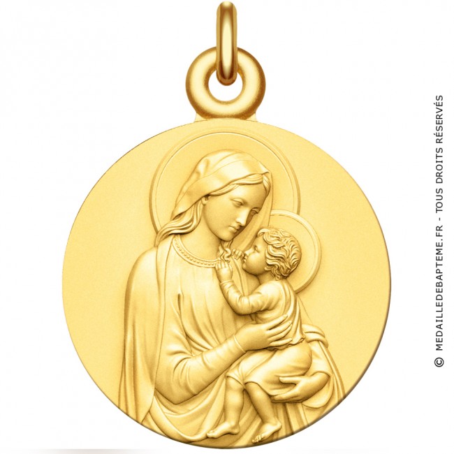 Médaille VIERGE A L'ENFANT gravée Or 375