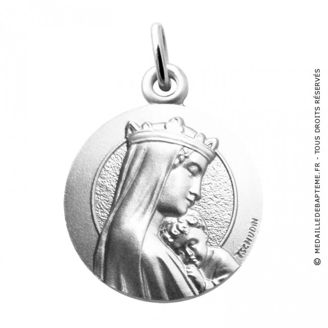 Médaille enfant couronne initiale or brossé - Aismée