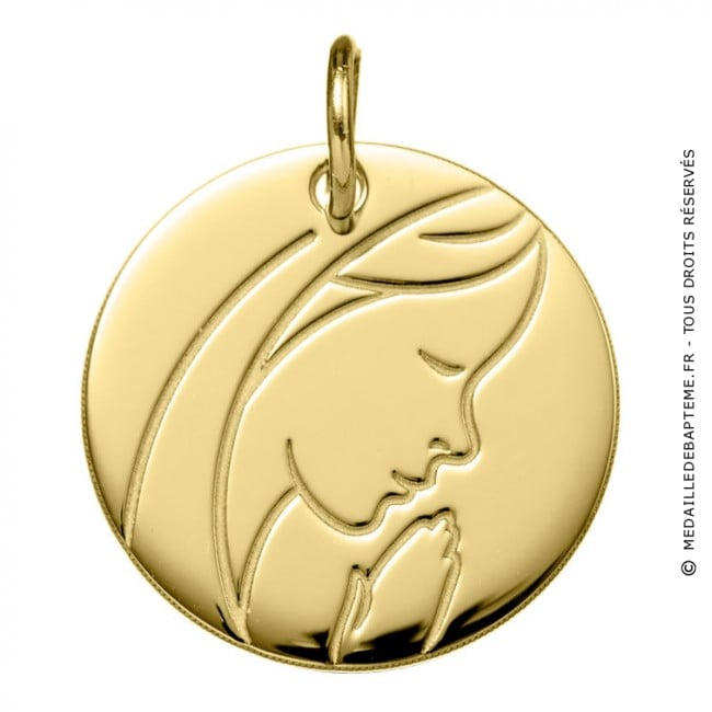 Médaille Vierge au Voile Etoile en or jaune 9 carats