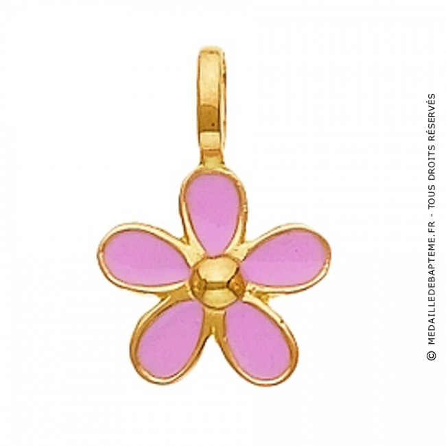 Pendentif Fleur Rose Or Jaune