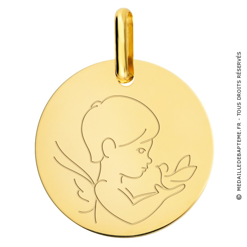 Motif de broderie appliqué médaille ange vierge à l'enfant
