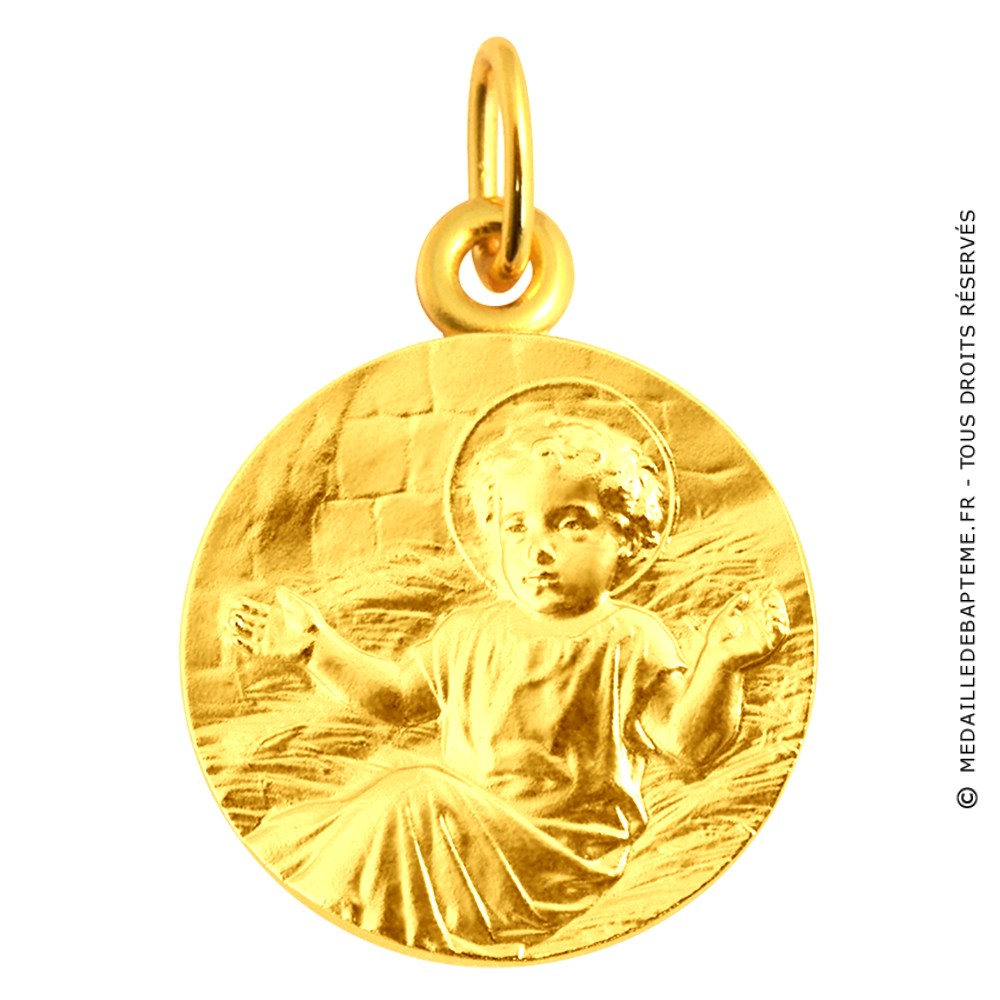 Médaille enfant Jésus nouveau né en or 18 carats, diamètre 16 mm - Medaille  Christ - Medaille bapteme - 1001 médailles