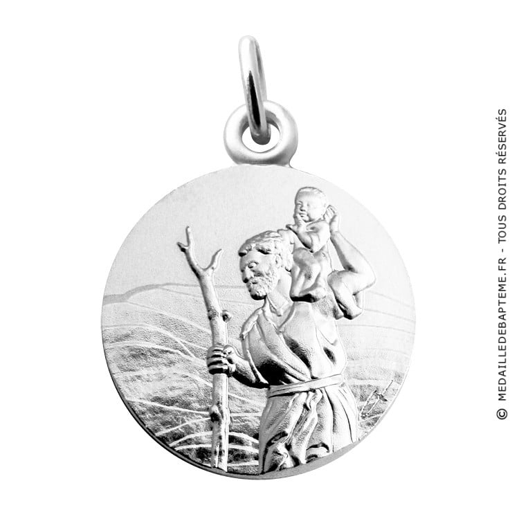 Médaille Saint Christophe en Argent Massif - 17 mm
