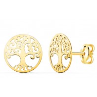 Boucles d'oreilles Arbre de Vie ajourée (or jaune)