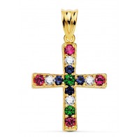 Croix Oxydes Multicolores (Or jaune)