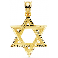 Pendentif Etoile de David ciselé (Or Jaune 9k)