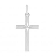 Croix étoile lapidée (Or blanc)