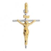 Croix Christ Bicolore (Or Jaune & Blanc 9K)
