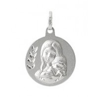 Médaille Vierge à l'enfant ciselée (Argent)