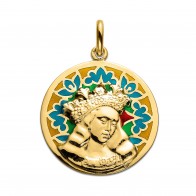 Médaille Vierge de Van Eyck émaillée (Or Jaune)
