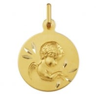 Médaille Ange à l'étoile ciselée (Or Jaune)