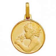 Médaille Ange Chérubin à la rose (Or Jaune)