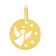 Médaille Ange auréolé ajourée dans les étoiles (Or Jaune 9K)
