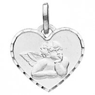 Médaille Ange coeur (Or Blanc)